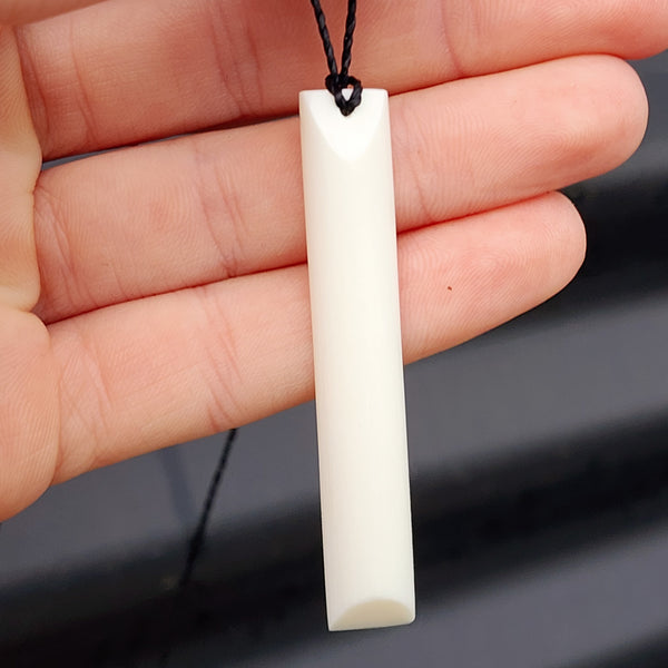 Natural Hand Carved Maori Bone Carving Pendant Necklace - Long Toki