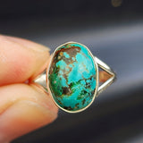 (R) Solid Sterling Silver & Natural Turquoise Handmade Solitaire Ring