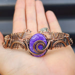 Handmade Copper & Natural Charoite Wrap Cuff Bracelet