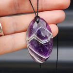 Natural Amethyst Oval Pendant Necklace (1BBB289)