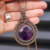 Handmade Copper & Natural Amethyst Wire Wrap Necklace