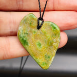 New Zealand Greenstone Rustic Free Shape Heart Pounamu Pendant Necklace (AJJC2121)