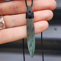 NZ Greenstone Pounamu Spear Pendant Necklace (N63)