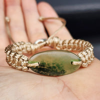 New Zealand Greenstone One Off Macrame Bracelet (1A3-661)