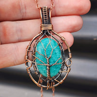 Handmade Copper & Natural Amazonite Wire Wrap Necklace