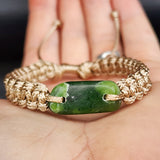 New Zealand Greenstone One Off Macrame Bracelet (1A3-659)