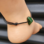 NZ Greenstone Pounamu One Off Macrame Anklet (1A3-676)