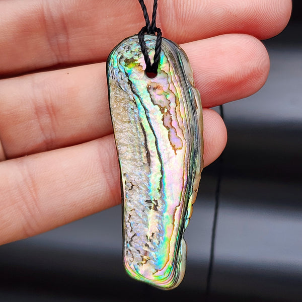 Natural Paua Abalone Free Shape Pendant Necklace (1BBB256)