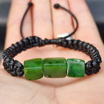 New Zealand Greenstone One Off Macrame Bracelet (1A3-657)