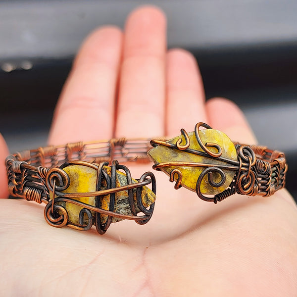 Handmade Copper & Raw Tiger Eye Cuff Bracelet