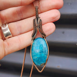 Handmade Copper & Natural Apatite Wire Wrap Necklace