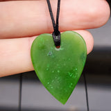 NZ Greenstone Pounamu Heart Pendant Necklace (N70)