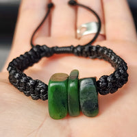 New Zealand Greenstone One Off Macrame Bracelet (1A3-651)