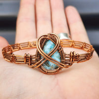 Handmade Copper & Natural Larimar Wrap Cuff Bracelet