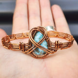 Handmade Copper & Natural Larimar Wrap Cuff Bracelet