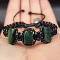 New Zealand Greenstone One Off Macrame Bracelet (1A3-665)