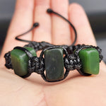 New Zealand Greenstone One Off Macrame Bracelet (1A3-672)