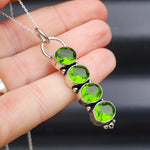 Handmade Solid Sterling Silver & 4x Setting Natural Peridot Pendant Necklace