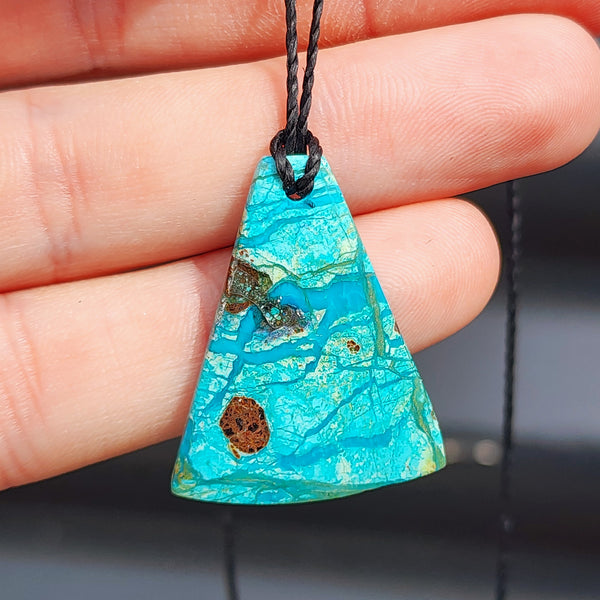 Natural Chrysocolla Toki Pendant Necklace (1BBB223)