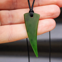 NZ Greenstone Pounamu Tooth Pendant Necklace (N76)