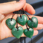 Natural Greenstone Heart Pendant Necklaces