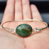 Solid Sterling Silver & Natural Turquoise Handmade Bangle Bracelet