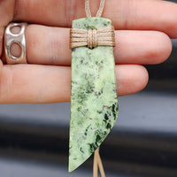 NZ Greenstone Pounamu Toki Pendant Necklace (N61)