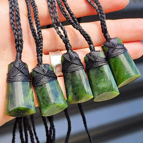 New Zealand Greenstone Pounamu Toki Pendant Necklaces (P5)