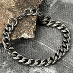 8.5mm Rustic Antique Silver Stainless Steel Chain Bracelet