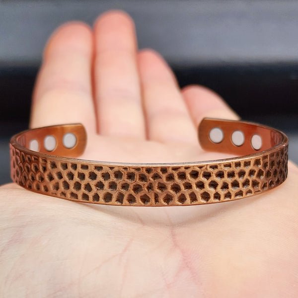 Copper Magnetic Hammer Finished Cuff Bracelet