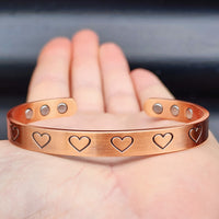 Copper Magnetic Heart Cuff Bracelet