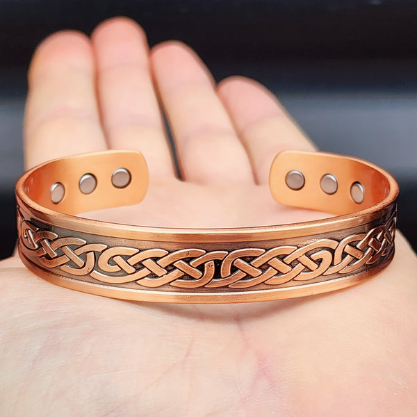 Copper Magnetic Wide Celtic Cuff Bracelet