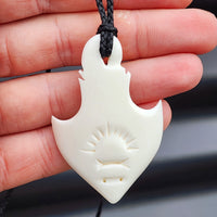 Natural Hand Carved Maori Bone Carving Pendant Necklace - Stingray