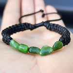 Irregular Shaped Greenstone Macrame Bracelet