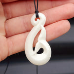 Natural Hand Carved Maori Bone Carving Pendant Necklace - Whale Tail Hook