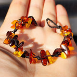 Mixed Polished Amber Chip Knotted Cord Bracelet