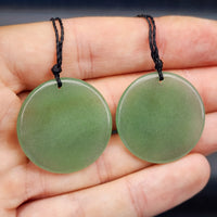 30mm Natural Aventurine Flat Disk Pendant Necklace