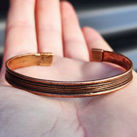 Rustic Copper Lines Cuff Bracelet