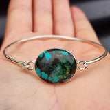 Solid Sterling Silver & Natural Turquoise Handmade Bangle Bracelet