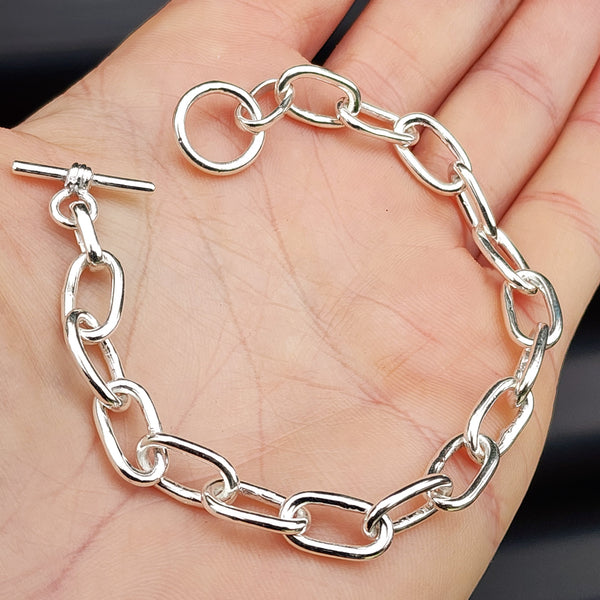 Solid Sterling Silver Handmade Chunky Chain Bracelet