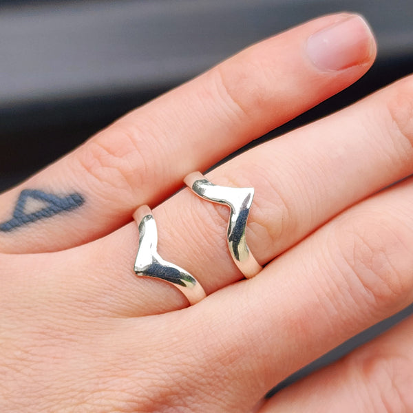 Adjustable Handmade Solid Sterling Silver Double Arrow Ring