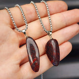 Stainless Steel & Natural Bloodstone Pendant Necklace