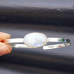 Solid Sterling Silver & Natural Moonstone Handmade Cuff Bracelet