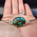 Solid Sterling Silver & Natural Turquoise Handmade Bangle Bracelet