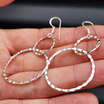 Handmade Solid Sterling Silver Double Hoop Hanging Earrings