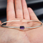 Solid Sterling Silver & Natural Amethyst Handmade Cuff Bracelet