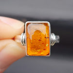 (T) Solid Sterling Silver & Natural Baltic Amber Handmade Solitaire Ring