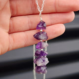 Solid Sterling Silver & Natural Raw Amethyst Handmade Necklace