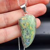 Solid Sterling Silver & Natural Ruby Fuchsite Kyanite Necklace