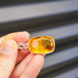 Solid Sterling Silver & Natural Citrine Handmade Pendant & Chain Necklace